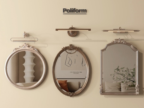 法式镜子 浴室镜 化妆镜  装饰镜su模型