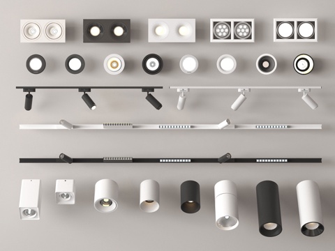 现代筒灯射灯 明装筒灯 轨道式筒灯射灯 嵌入式筒灯射灯su模型