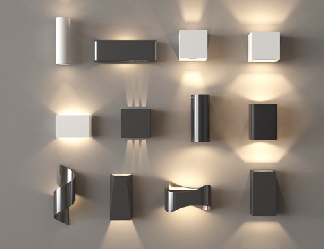 现代简约壁灯 方盒壁灯墙灯 过道灯走廊灯su模型