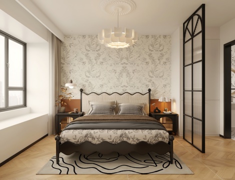  法式卧室 梳妆台 隔断3d模型 