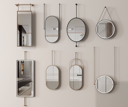 现代镜子 卫浴镜 装饰镜 化妆镜 全身镜su模型