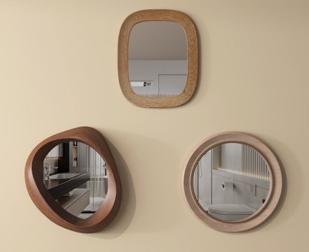 中古风镜子 化妆镜 装饰镜 落地镜su模型