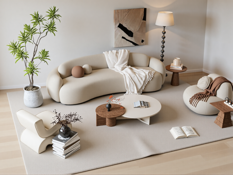 现代沙发组合su模型