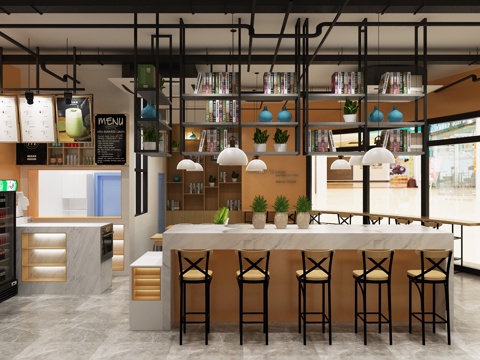  现代麻辣烫餐厅3d模型 