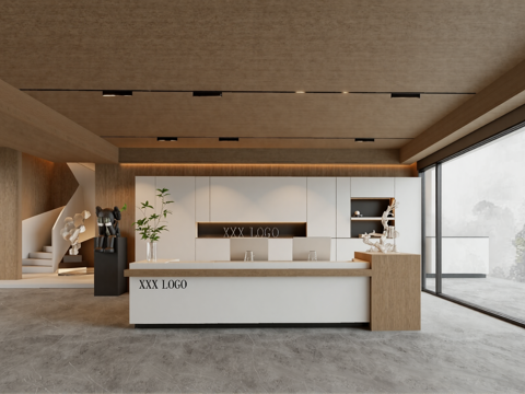 现代水吧区su模型