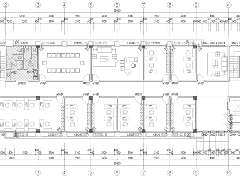  340平办公室 最新平面施工图合集cad施工图 