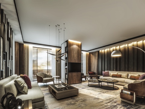  现代客厅餐厅3D模型3d模型 