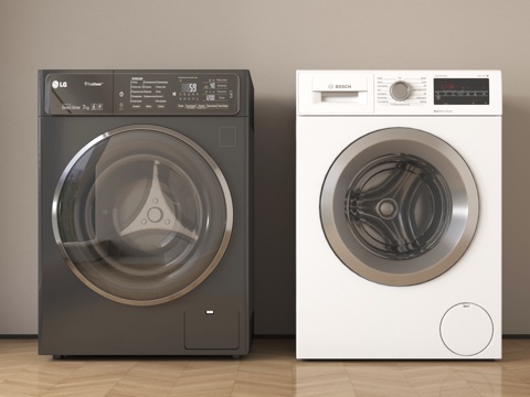 现代洗衣机 滚筒洗衣机su模型