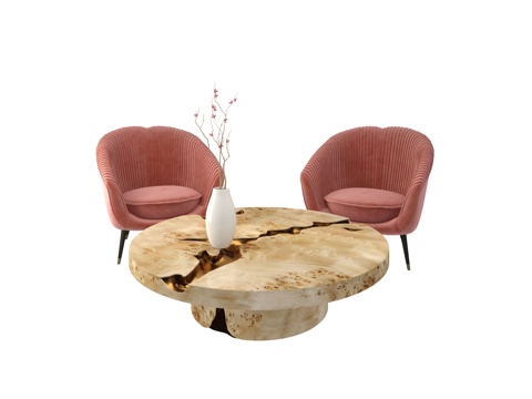  现代布艺单人沙发茶几组合3d模型 