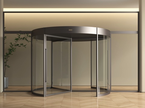 现代玻璃旋转门 大堂门 感应门电动门 自动旋转门su模型