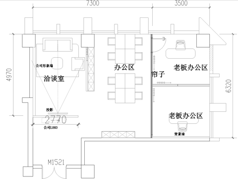 120平办公室 最新平面施工图cad施工图