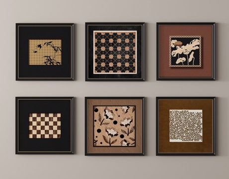 中古风挂画 装饰画su模型