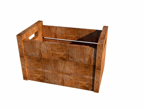 原木色木箱子su模型