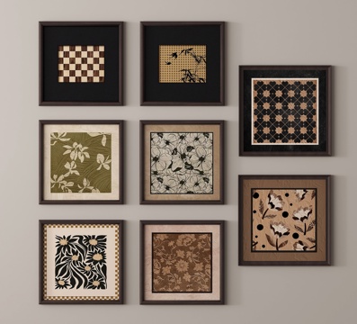 中古风挂画 装饰画su模型