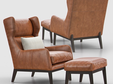  RYDER带脚凳皮革椅3d模型 