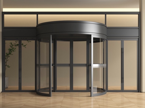 现代玻璃旋转门 大堂门su模型