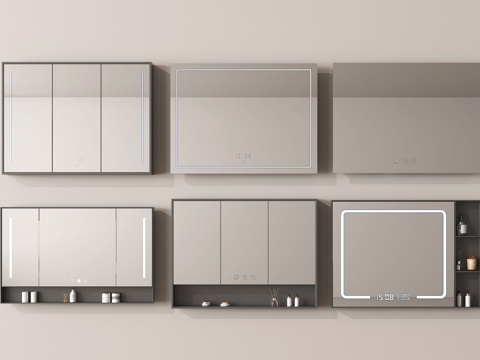 现代卫浴镜 镜柜 智能镜su模型