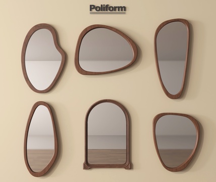 中古侘寂风镜子 化妆镜  装饰镜 异形镜su模型