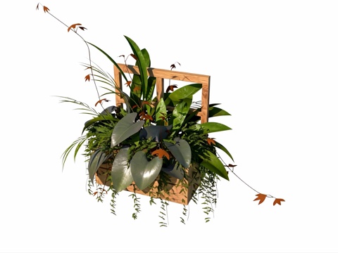 吊篮花盆绿色植物su模型