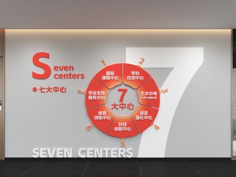  现代校园文化墙 标语 口号 教育 展示墙 照片墙 走廊背景3d模型 