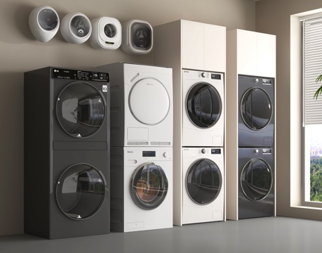 现代洗衣机 烘干机  壁挂式洗衣机su模型