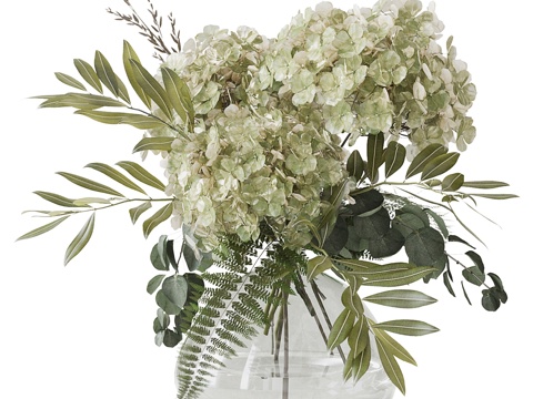  绿绣球花3d模型 