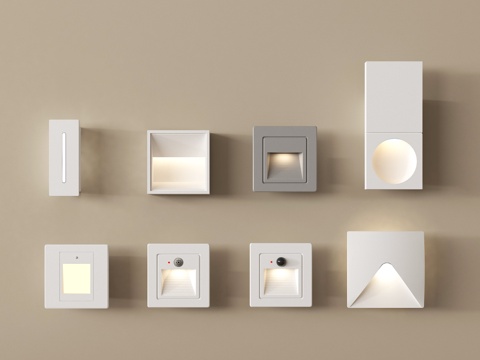 现代壁灯 楼梯感应灯 走廊感应灯 嵌入式 墙面su模型