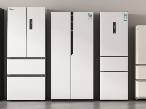 现代冰箱 四门冰箱 双开门冰箱su模型