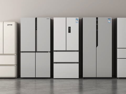 现代冰箱 四门冰箱 十字门冰箱su模型