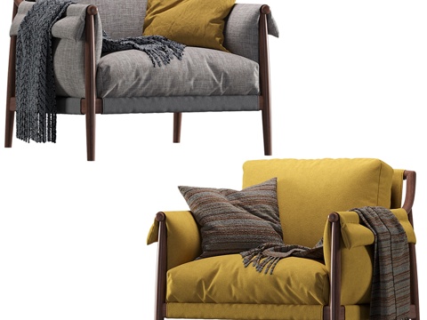 Poltrona Frau Times Lounge扶手椅3d模型