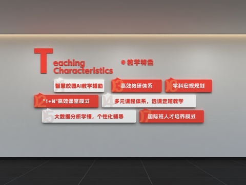  现代校园文化墙 标语 口号 教育 展示墙 照片墙 走廊背景3d模型 