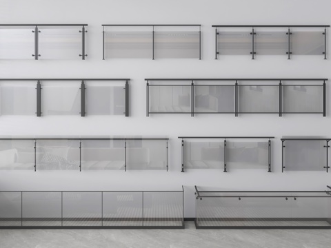 现代围栏护栏 玻璃围栏 栏杆 扶手 阳台护栏su模型