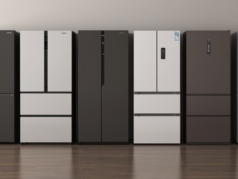  现代冰箱 双开门冰箱 三开门冰箱 四开门冰箱3d模型 