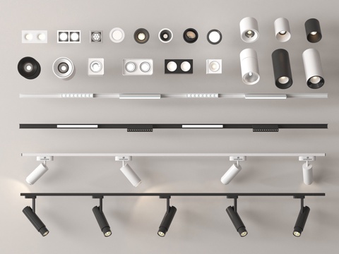 现代筒灯射灯 明装筒灯 轨道式筒灯射灯 嵌入式筒灯射灯 线su模型