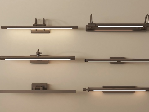 现代壁灯 一字壁灯 条形壁灯 镜前壁灯su模型