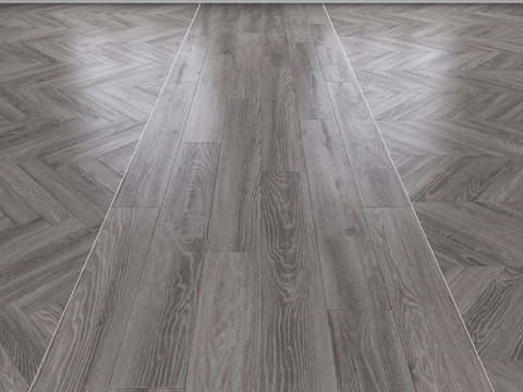  橡木镶板地板，三种类型：人字形、直线型、V形3d模型 