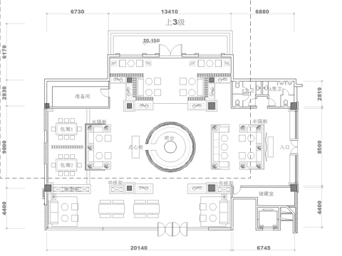 200咖啡店 最新平面施工图合集cad施工图