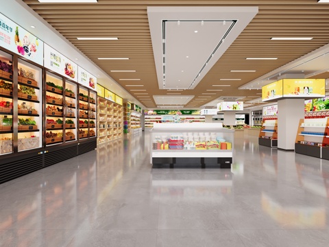  现代超市3d模型 