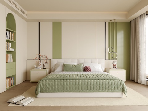 现代儿童房 女孩房su模型