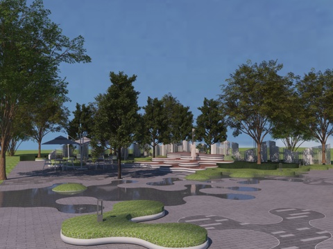  现代公园3d模型 