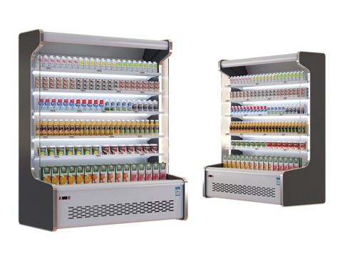  风幕柜 保鲜柜 冷藏柜 现代超市冰柜 冷柜su模型 