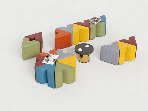 商业家居 异形沙发 几何造型沙发 拼接家具 软体组合 模块化su模型