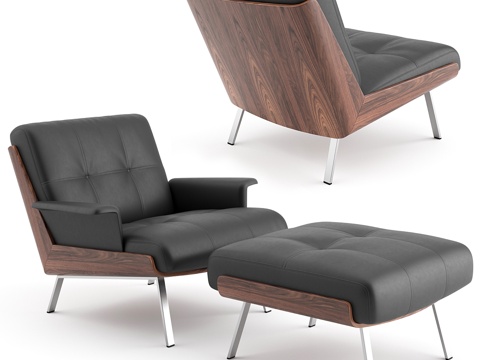  Minotti Daiki扶手椅+脚凳3d模型 