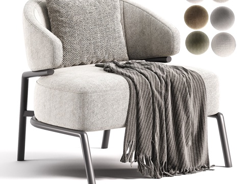  现代意式布艺扶手椅3d模型 