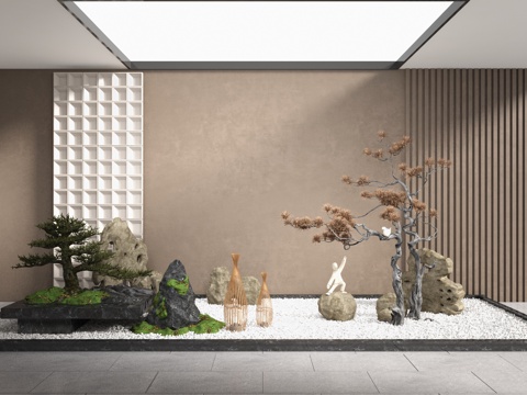  现代景观造景3d模型 