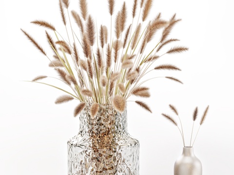  玻璃花瓶干花23d模型3d模型 