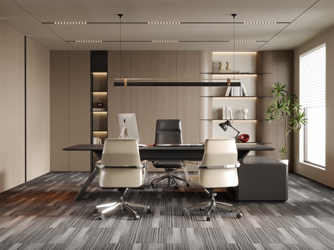 现代经理办公室 办公桌椅 办公椅su模型