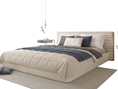  现代双人床3d模型 