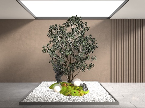  现代景观造景3d模型 