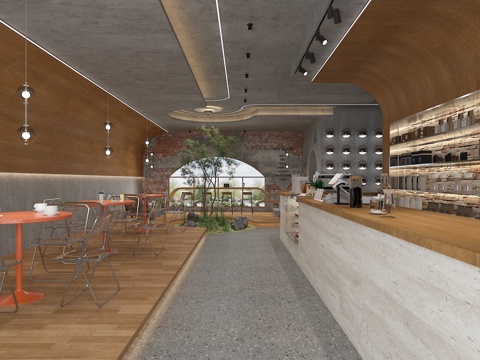  工业风咖啡厅3d模型 